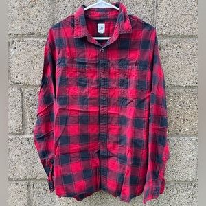 GAP Vintage Red & Black Buffalo Check Cotton Flannel – Large